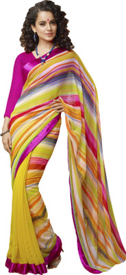 

Khoobee Self Design, Printed Fashion Chiffon, Georgette Saree(Multicolor, Yellow)