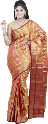 

Mimosa Woven Kanjivaram Art Silk Saree(Gold)