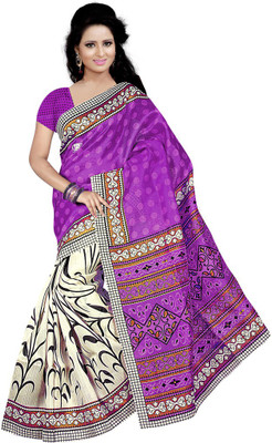 

Indian Wear Online Printed Fashion Cotton Saree(Purple)