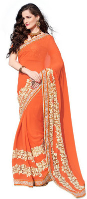 

Desi Butik Embroidered Fashion Georgette Saree(Orange)