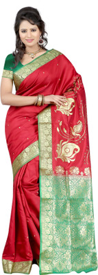 

Anushree Saree Self Design Fashion Handloom Banarasi Silk Saree(Multicolor), Red