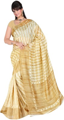 

Parisha Printed Daily Wear Art Silk Saree(White, Beige), Off white & beige