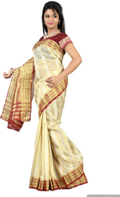 

Mimosa Woven Kanjivaram Handloom Net Saree(White), Halfwhite