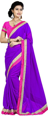 

Party Wear Dresses Solid Fashion Chiffon Saree(Purple)