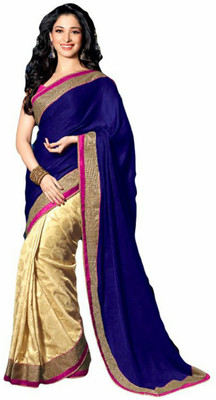 

Giftsnfriends Embroidered Bhagalpuri Georgette Saree(Blue, Gold)
