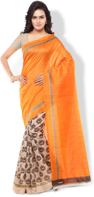 

Poornathva Printed Fashion Art Silk Saree(Gold)