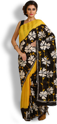

Kasturi-B Swadeshi Karigari Floral Print Fashion Handloom Pure Silk Saree(Yellow)