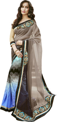 

Manthan Embroidered Daily Wear Georgette Saree(Grey, Multicolor), Grey & multi