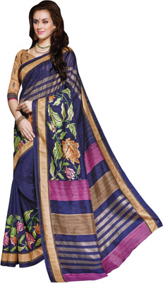

Ewows Printed Bhagalpuri Silk Saree(Dark Blue)