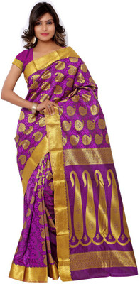 

Parisha Printed Daily Wear Art Silk Saree(Purple, Yellow), Purple & gold