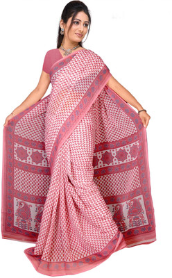 

Khoobee Self Design, Printed Fashion Georgette Saree(Pink)