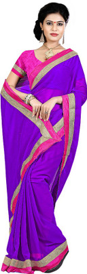 

Party Wear Dresses Solid Fashion Chiffon Saree(Purple)