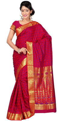 

Parisha Printed Daily Wear Art Silk Saree(Red, Yellow), Red & gold