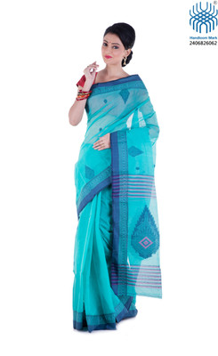 

Tantuja Woven Tangail Cotton Saree(Blue)