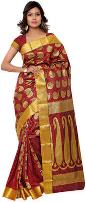 

Parisha Printed Daily Wear Art Silk Saree(Red, Yellow), Red & gold