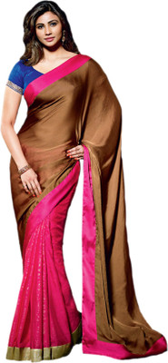 

Vishal Solid Fashion Georgette Saree(Pink)