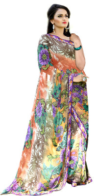 

Lovely Look Printed Daily Wear Georgette Saree(Multicolor), Multi