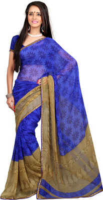 

Khushali Self Design, Printed Fashion Chiffon Saree(Beige, Blue)