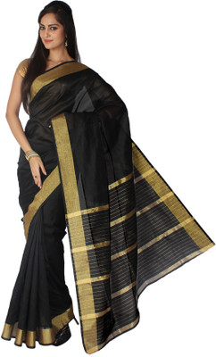 50% OFF on Pavechas Solid Banarasi Cotton, Silk Saree(Black) 50% OFF on Pavechas Solid Banarasi Cotton, Silk Saree(Black)