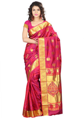 

Lovely Look Printed Daily Wear Art Silk Saree(Pink, Yellow), Pink & gold