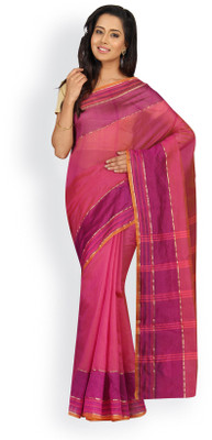 

Pavechas Solid Banarasi Polyester, Cotton Saree(Magenta)