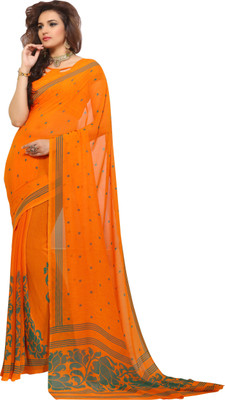 

Khushali Self Design, Printed Fashion Georgette Saree(Orange)