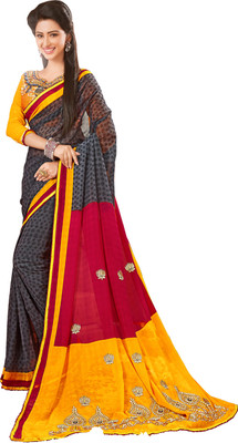 

Jiya Self Design, Embroidered Fashion Chiffon Saree(Grey, Red, Yellow, Orange), Grey;orange;red;yellow