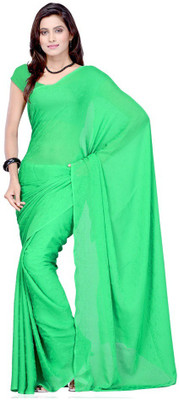 Surupta Solid Fashion Georgette Saree(Green), Neon green
