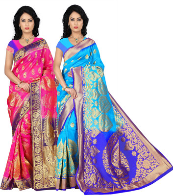 

Weavedeal Embellished Kanjivaram Silk Cotton Blend Saree(Pack of 2, Multicolor)