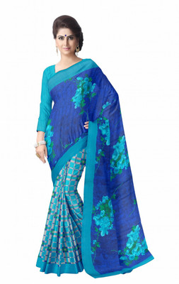 

Suvastram Floral Print Daily Wear Georgette Saree(Blue)