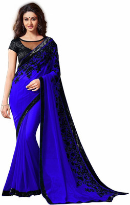 FabPandora Embroidered Fashion Georgette Saree(Blue) Flipkart