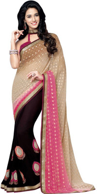 

Desi Butik Embroidered Fashion Chiffon, Georgette Saree(Beige, Brown), Beige and brown