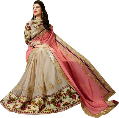 

Brijraj Embellished Fashion Georgette Saree(Beige, Pink)