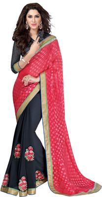 

Parisha Embroidered Fashion Chiffon, Georgette, Jacquard Saree(Grey)