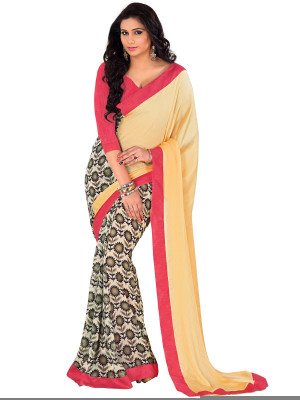 

Parisha Printed Fashion Chiffon Saree(Yellow, White), White;yellow