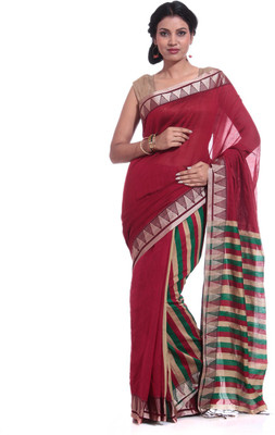 

Adaab Embroidered Daily Wear Handloom Silk Saree(Multicolor), Maroon