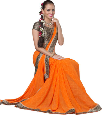 

Jiya Self Design Fashion Georgette Saree(Orange, Beige, Brown), Beige;brown;orange