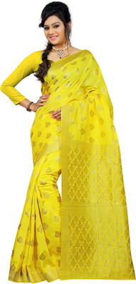

It's Banii Woven Banarasi Handloom Banarasi Silk Saree(Yellow)