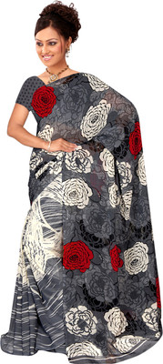 

Parisha Printed Daily Wear Georgette Saree(Grey, White)