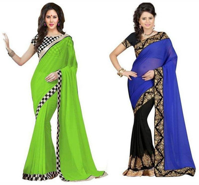 

Stylezone Self Design Fashion Chiffon Saree(Pack of 2, Multicolor)