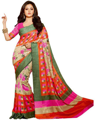 

Dancing Girl Printed Bhagalpuri Art Silk Saree(Multicolor)