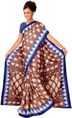 

Jiya Printed Fashion Silk Saree(Brown, Blue), Blue;brown