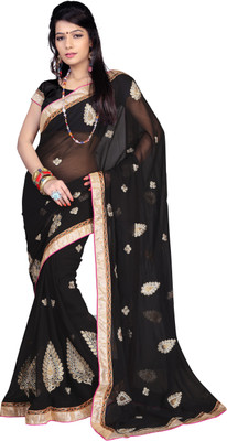 

BlackBlanketFab Self Design Bollywood Georgette Saree(Green)