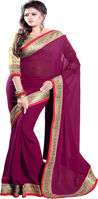 

Sourbh Sarees Self Design Fashion Synthetic Georgette Saree(Magenta), Wine
