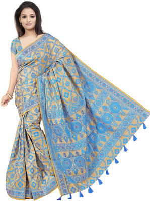 

JagannathSaree Self Design Fashion Synthetic Saree(Beige, Blue)