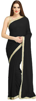 

Fashiondeal Solid Bollywood Georgette Saree(Black)