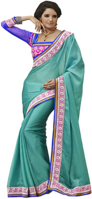 

Ewows Solid Fashion Jacquard Saree(Light Blue)