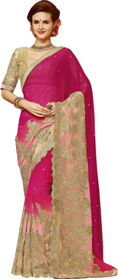 

Indian E Fashion Embroidered Bollywood Georgette Saree(Pink)