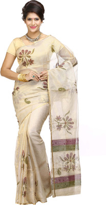 

Mimosa Embellished Kanjivaram Kota Cotton Saree(White), Half white