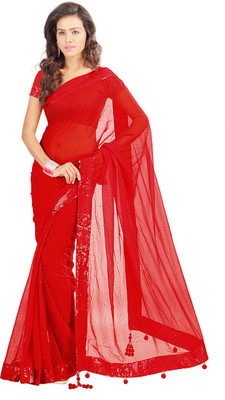 

Stylo Designer Self Design Fashion Handloom Georgette Saree(Red)